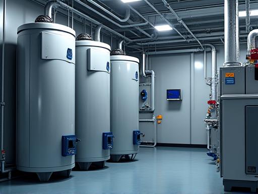 A large, powerful commercial water heater system.